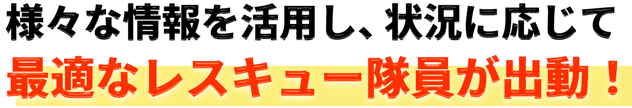 様々な情報を活用し、状況に応じて 最適なレスキュー隊員が出動！