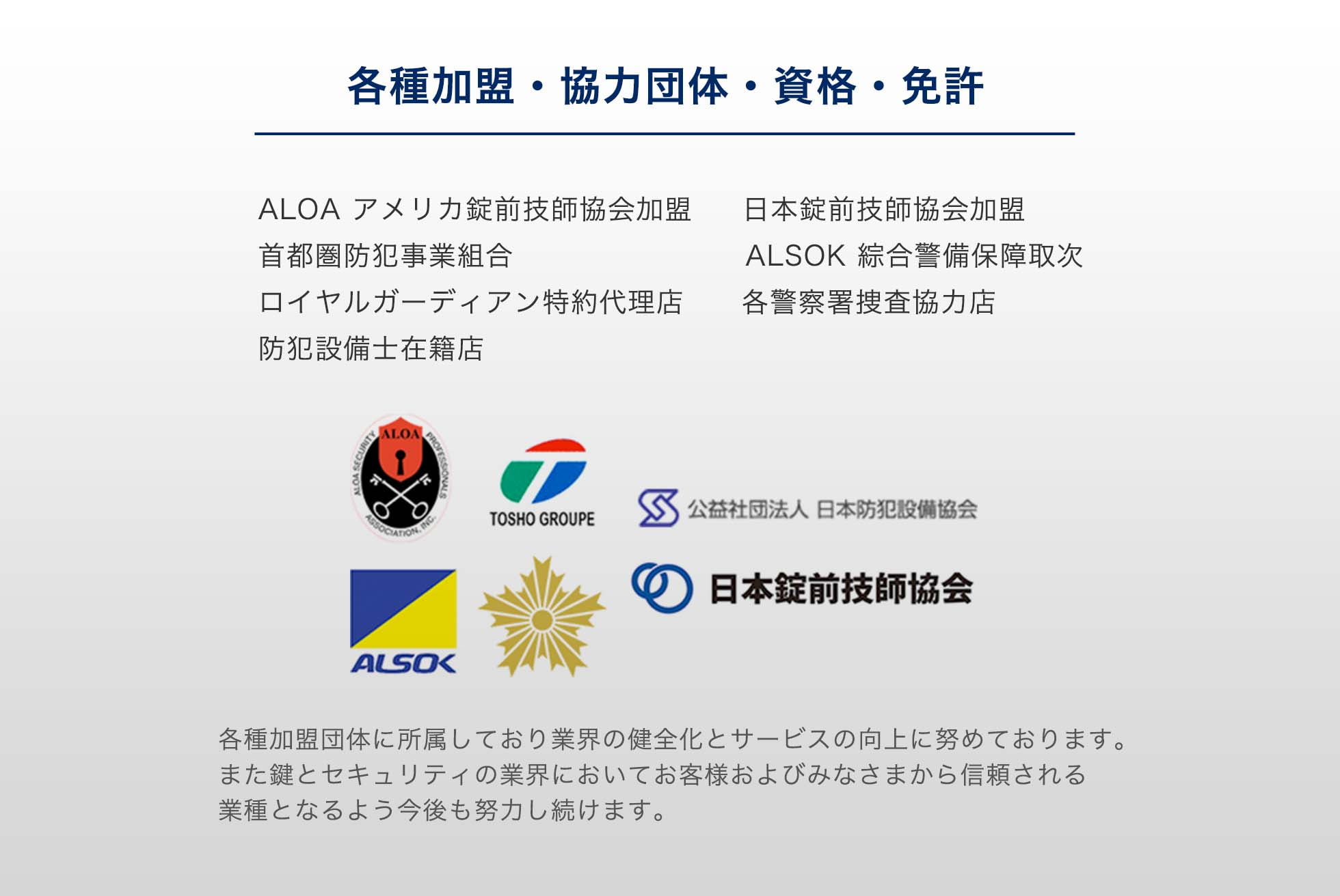  各種加盟・協力団体・資格・免許